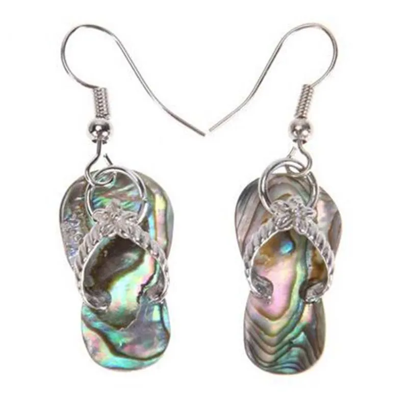 Dangle & Chandelier Silver Plated Natural Stone Slipper Earrings Abalone Shell Agate Dangel Hook Earring Women Fashion JewelryDangle