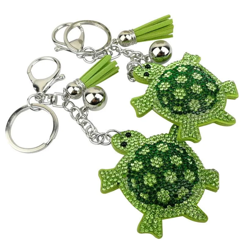 Cartoon female Korean velvet Rhinestone turtle Key Rings pendant cute Tai Chi yin and yang gossip shape bag tassel pendant keychain