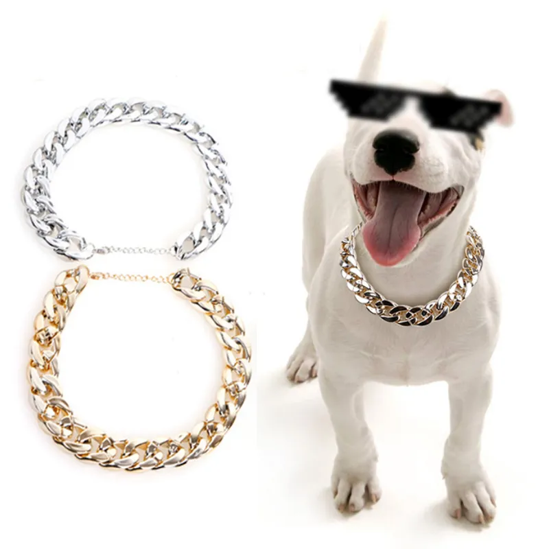 Pet Dog Collars Emulation Metal Dog Necklace Teddy French Bulldog Bully Gold Chain Small Medium Dogs Collar Pets Supplies BH7353 TYJ