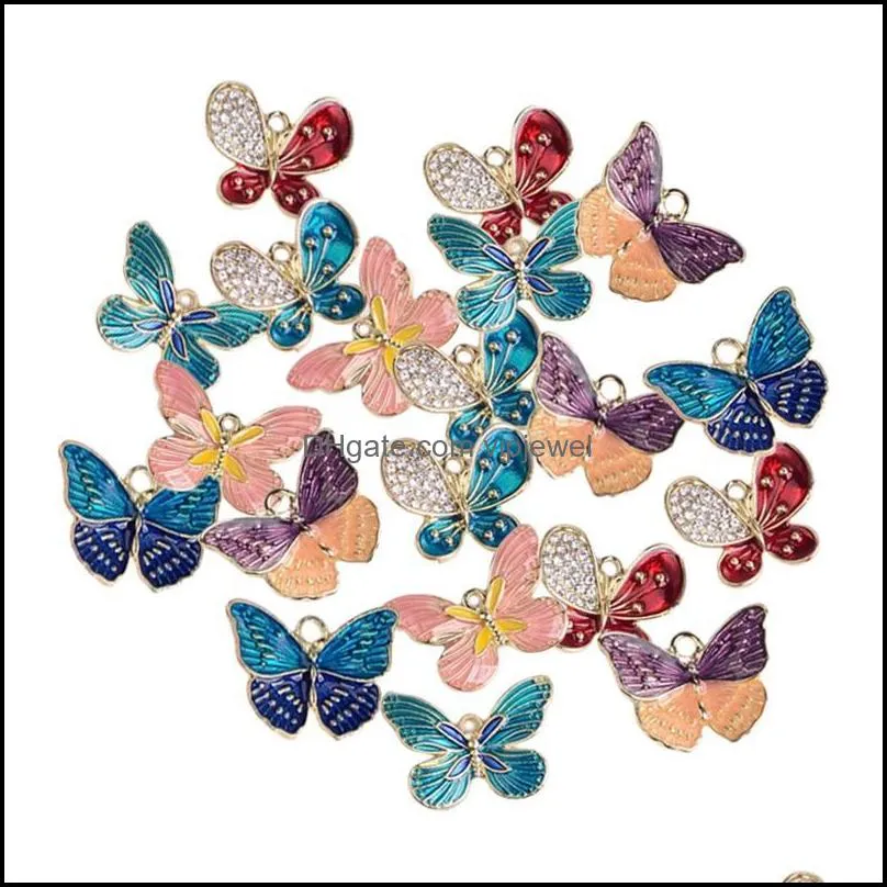 charms pieces mixed color butterfly pendant jewelry making diy makingcharms