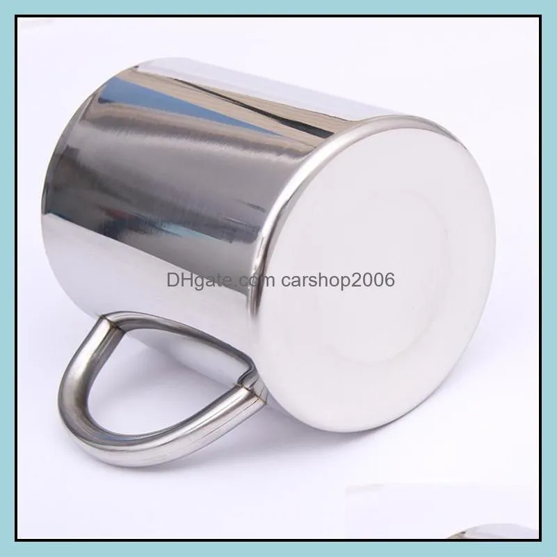 220ml tea cup mug 304 stainless steel coffee mug double wall water mug customized logo supported