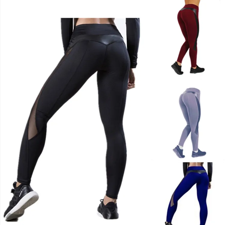 Damer Dam Svarta Gymjoggare med hög midja Sport Leggings Byxor Svart Solid Slim Fit Byxa för kvinnor