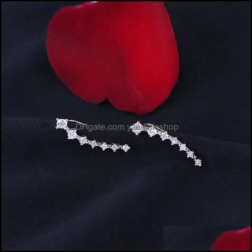 2022 Super Shiny Zircon Silver Gold Ear Cuff Hook Clip Earrings for Women Jewelry Wholesale Gift Ears row