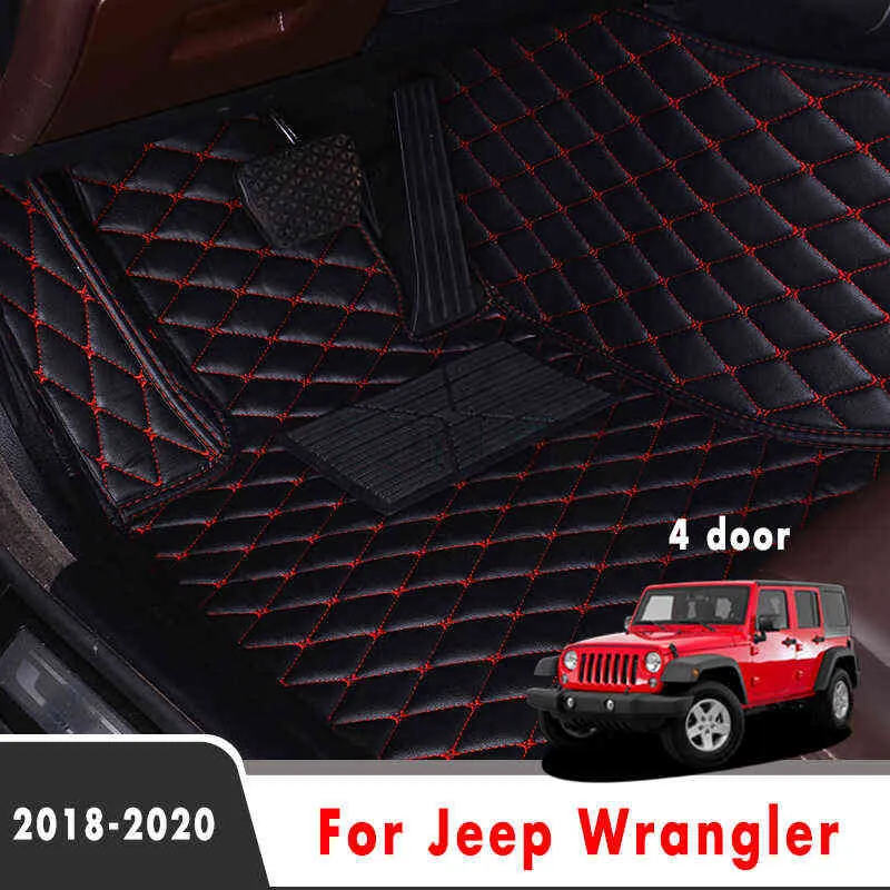 Pour Jeep Wrangler JL 4 portes 2021 2020 2019 2018 tapis de sol de voiture style décoration protéger accessoires tapis couvertures imperméables H220415