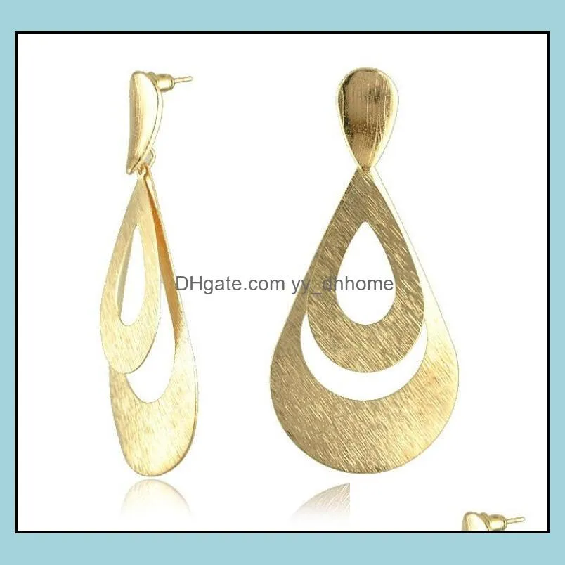 Gold Dangle Earrings European and American Fashion Jewelry Simple 18K Gold Plated metal Big Drop Earrings Epacket Free Ship