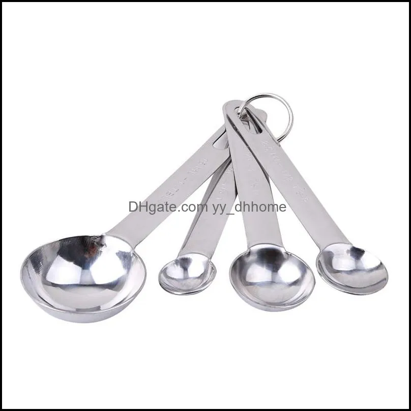 baking cooking tools hangable handle measuring spoons set stainless steel 4 pcs/set measuring spoon food grade safety tablespoon dh1289