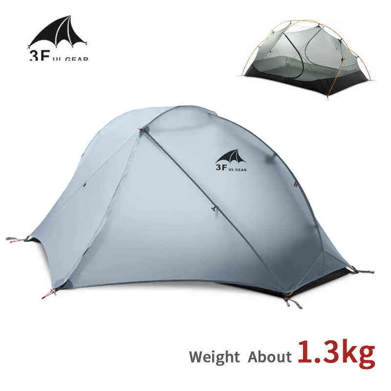 3F UL GEAR Tent 15D Silicone Ultralight Camping Tent 1 Person Double Layer Outdoor Hiking 3-4 Season Travel Tent With Free Mat H220419