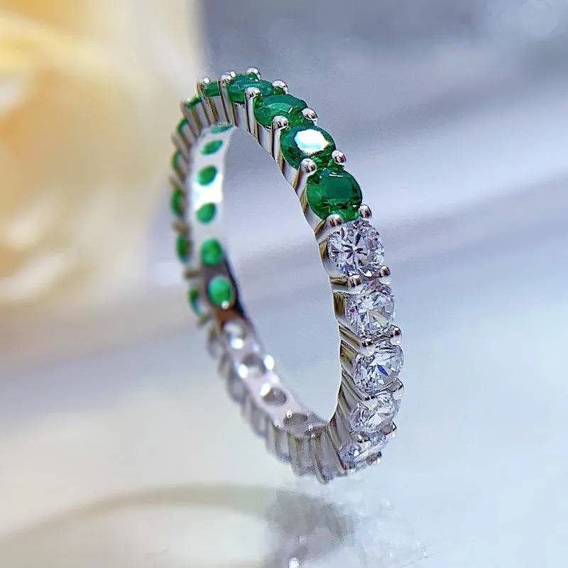 Anelli di nozze 100% 925 sterling sterling smeraldo ad alto diamante di carbonio per donne scintillanti feste di gioielletti regalo all'ingrosso