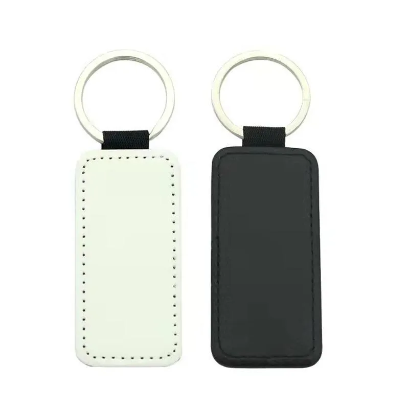 DHL Sublimation Key Chain Blank PU Leather Keychain Hot Transfer Printing Key Ring Single-Sided Printed Pendant DIY Strip 4 Styles DH8488