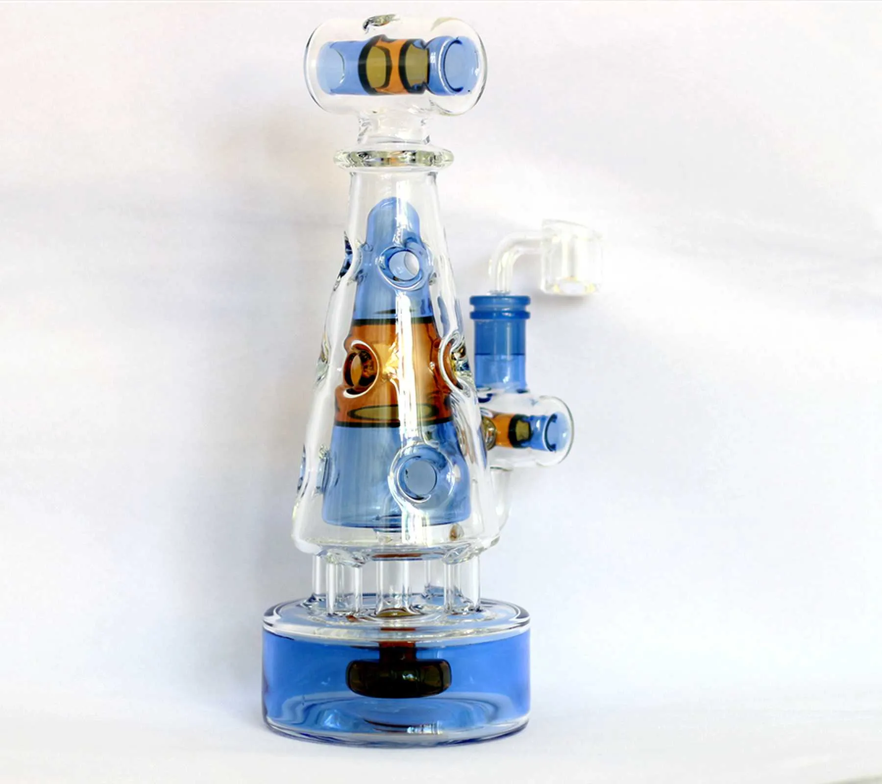 Glass Bong Hookah Recycler Dabrig Oil Rig Hollow Out Design Water Pipe Fabegg Heady Glass Bubbler 14.4mm 조인트