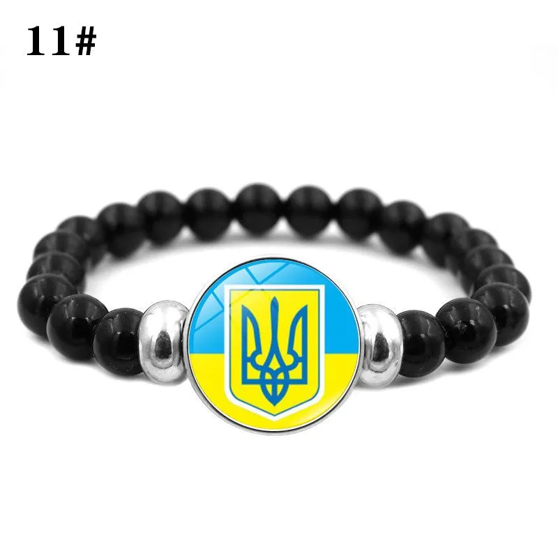 New Arrival Ukraine Bracelet Ukrainian Symbol Glass Cabochon Multilayer Leather Bracelets High Quality Men Bangles Party Favor CPA4337 0323