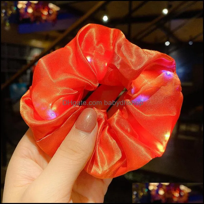 LED Hair Scrunchies Light Up hairrope LED Light Luminous Elastic hair Scrunchies for Women Girls Halloween Christmas Party