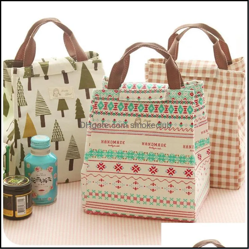 Storage Bags Female Lunch Food Box Bag Fashion Insulated Thermal Picnic For Women Kids Men Cooler Tote Case Pocket