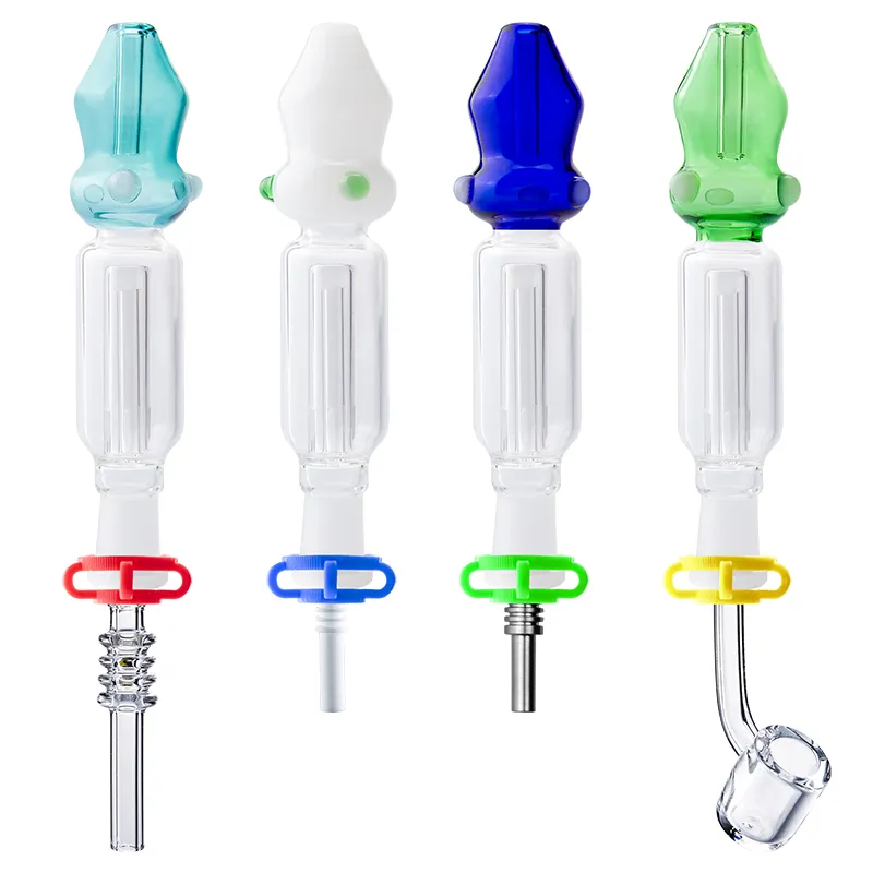 Headshop214 NC022 Pipe à fumer 10mm Titane Quartz Céramique Clip À Ongles Lisse Hit En Ligne Eau Perc Verre Bongs Bouche Colorée Dab Rig Pipes