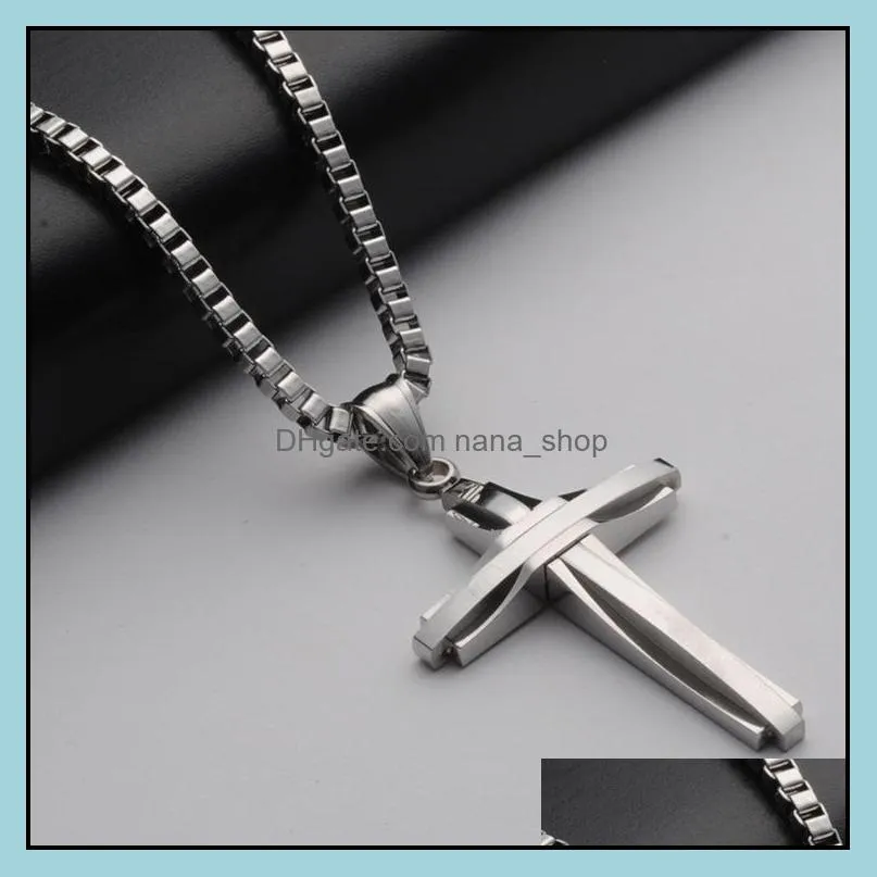 Stainless Steel Chain Necklace For Men Female US Religious Cross Necklace Long Choker Homme Hip Hop Jewelry Accessories