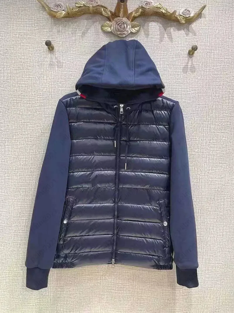 Pull en laine tricoté pour homme, vêtement à la mode, fermeture éclair, col montant ouvert, taille en duvet de canard blanc, veste courte légère, automne 2023