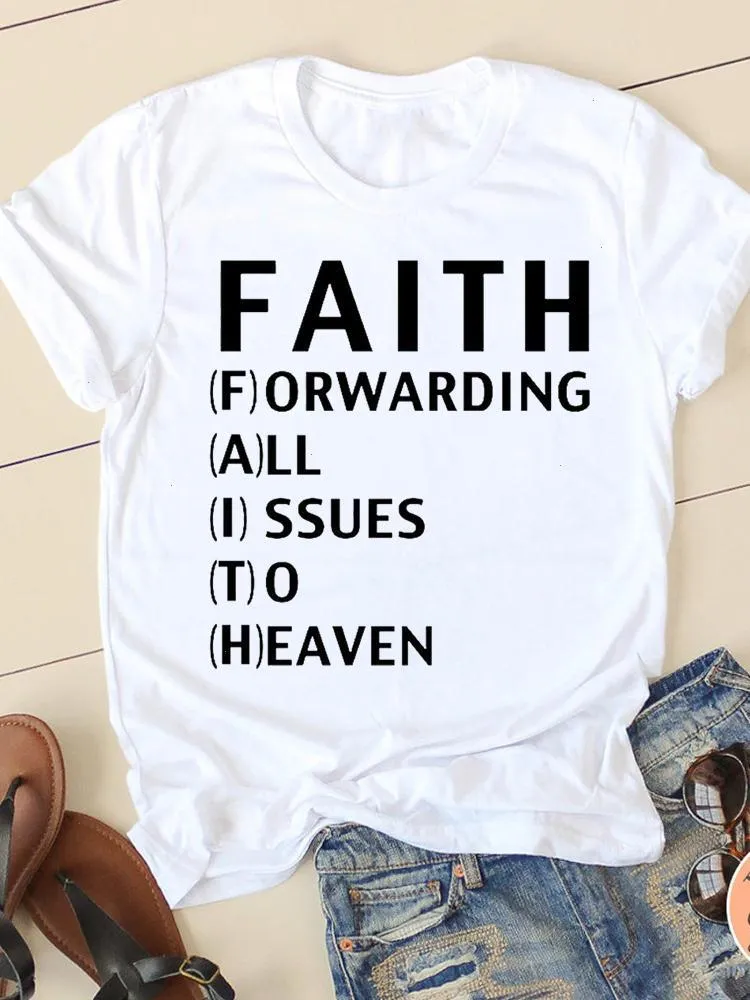 Clothing Letter Faith Lovely Cute Tee Short Sleeve Ladies Casual Women Graphic Summer Spring T-shirts Female T Shirt Clothes