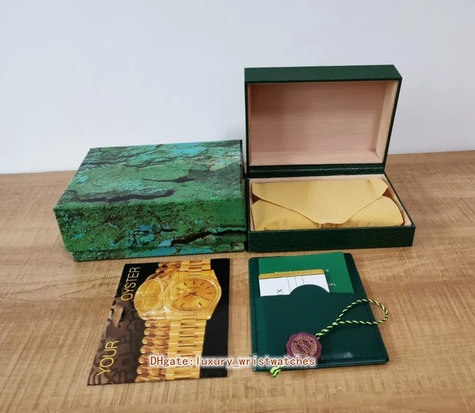 Boîtes de montre vertes de haute qualité, boîte originale en bois pour Oyster Perpetual 126710 116500 126600 114300 1267280m 5 pièces