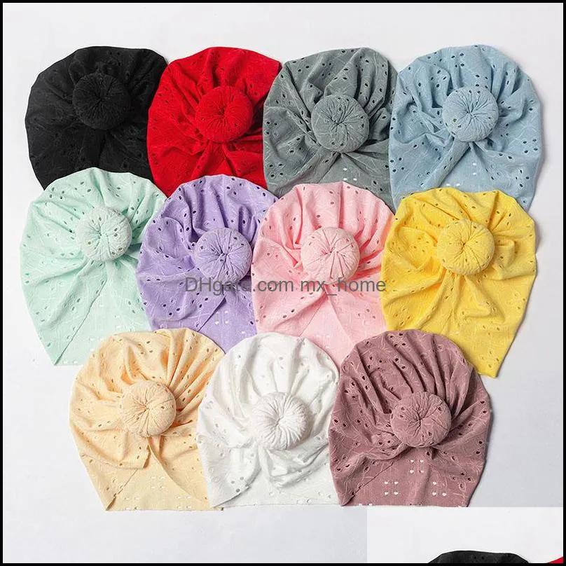 Caps Hats Accessories Baby Kids Maternity Newborn Baby Knot Turban Hat Knotted Twist Head Wrap Soft Cotton Hollow Donut Headband Dhwab