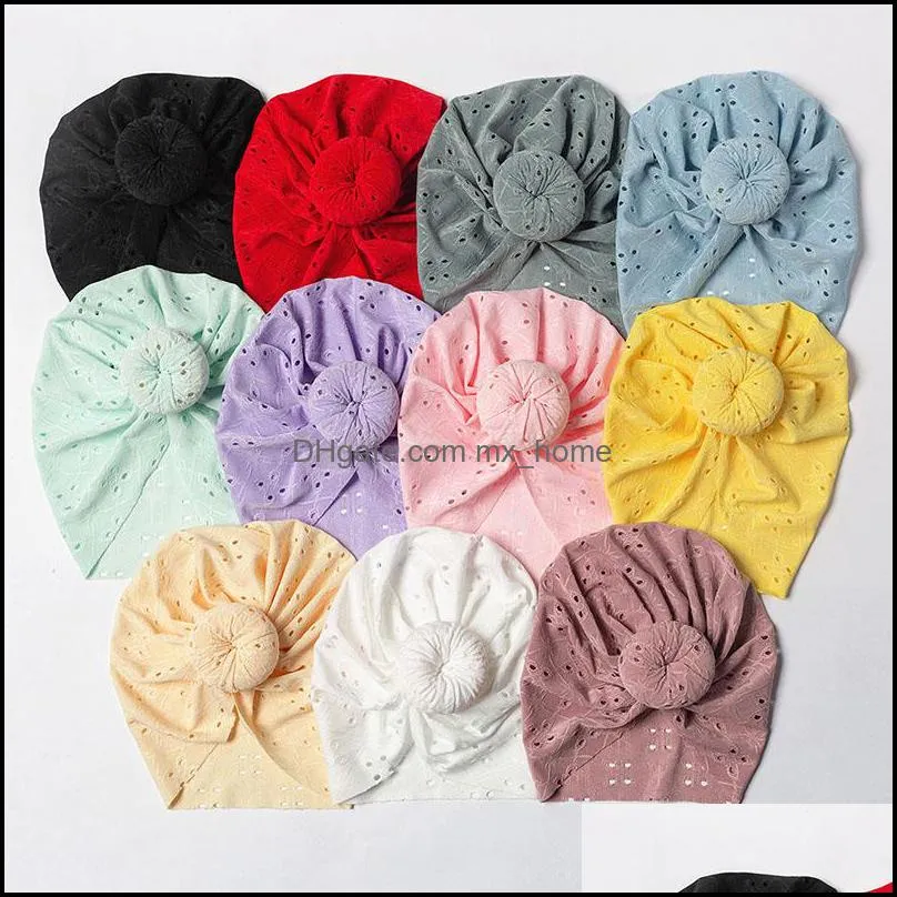 Gorros Sombreros Accesorios Bebé Niños Maternidad Bebé recién nacido Nudo Turbante Sombrero Anudado Twist Head Wrap Algodón suave Hollow Donut Diadema Dhwab