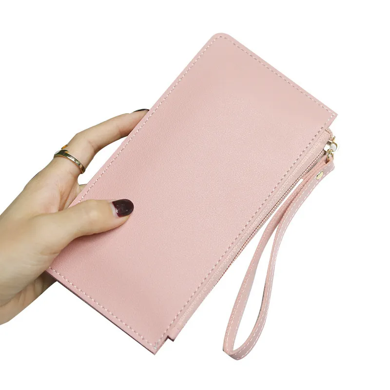 Mode kvinnlig plånbok pu läder mobiltelefon fodral stor kapacitet kreditkortshållare mynt handväska dragkoppling handväska för flickor damer