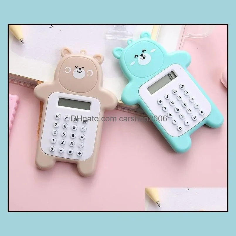 cartoon cute bear calculator mini portable small battery-powered calculatorportable elementary school student computer