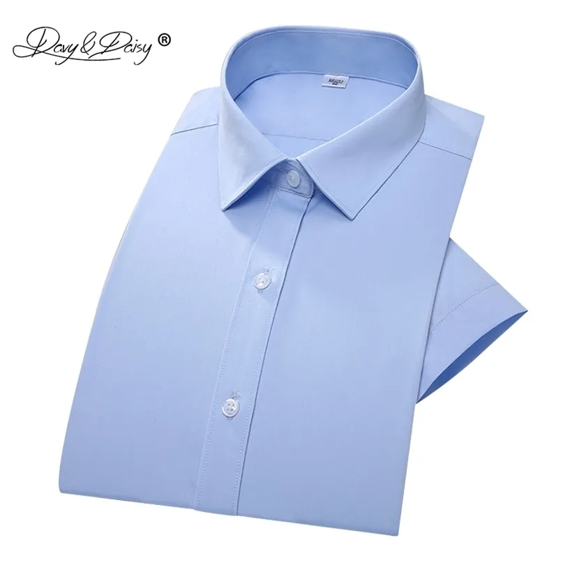 DAVYDAISY Hohe Qualität Sommer Herrenhemd Kurzarm 100% Baumwolle Männliche Formale Hemden Mann Kleid Weiß Slim Fit Hemd DS201 T200505