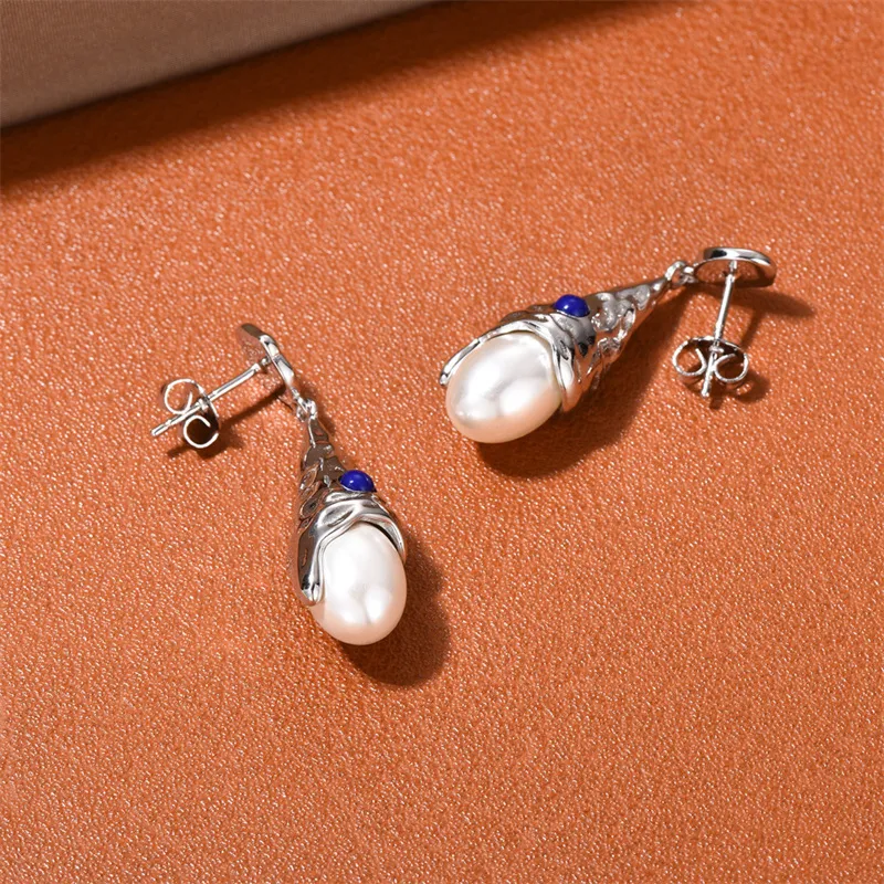 Retro Water Drop Oliver Bonas Pearl Earrings With Thumping Texture 