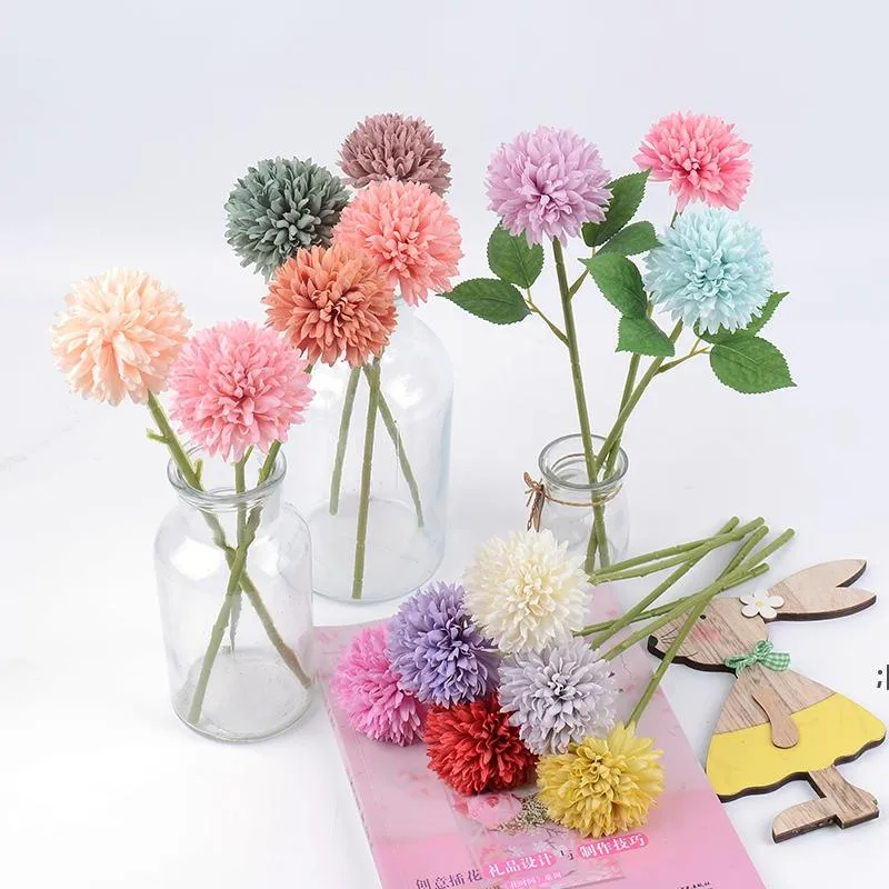 Bouquet de fleurs artificielles Soie Pissenlit Fleur Boule Faux Fleurs DIY Maison Widding Décoration Saint Valentin Cadeaux GWA13430