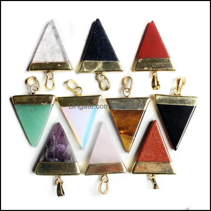 pendant necklaces natural stone triangle necklace green tangling used for jewelry making diy accessories