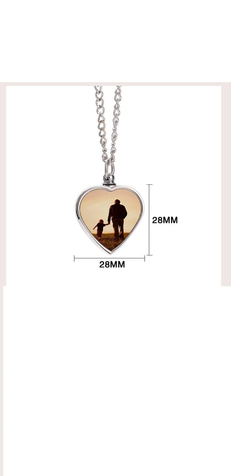 Sublimation Pendant Thermal Transfer Printing Necklace Urn Memorial Necklaces White Blank DIY Pendants Lovers Heart Ornament with Sublimated DH8880