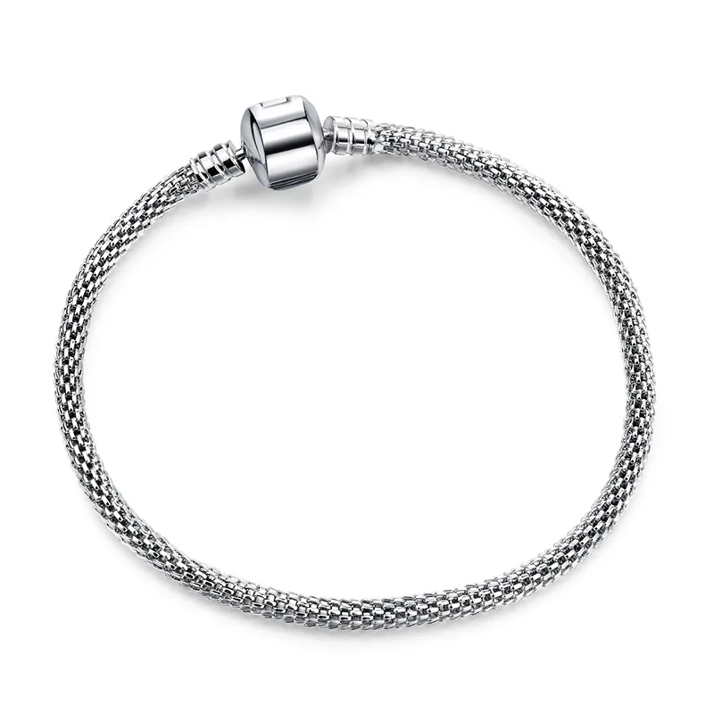 Adjustable Diameter 17-21cm Silver Color Diy Snake Chain Fine Charm Bracelets For Women Jewelry Gifts 3mm