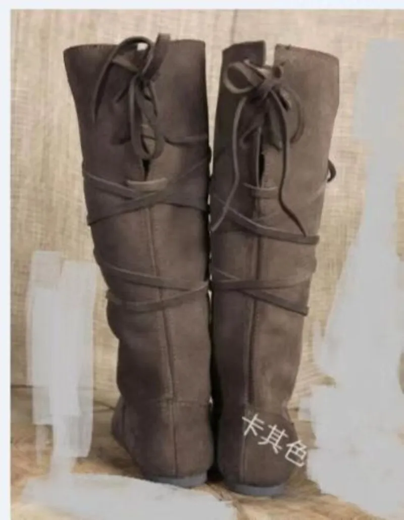 Medieval Viking Knight Boots With Larp Detail Retro PU Leather