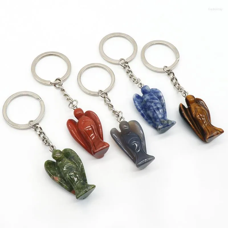 Keychains Charms Fashion Women Keychain Natural Stone Clear Quartz Unakite Opal Sodalite Keyholder Keyring voor Lady Pendant Jewelry Fred22