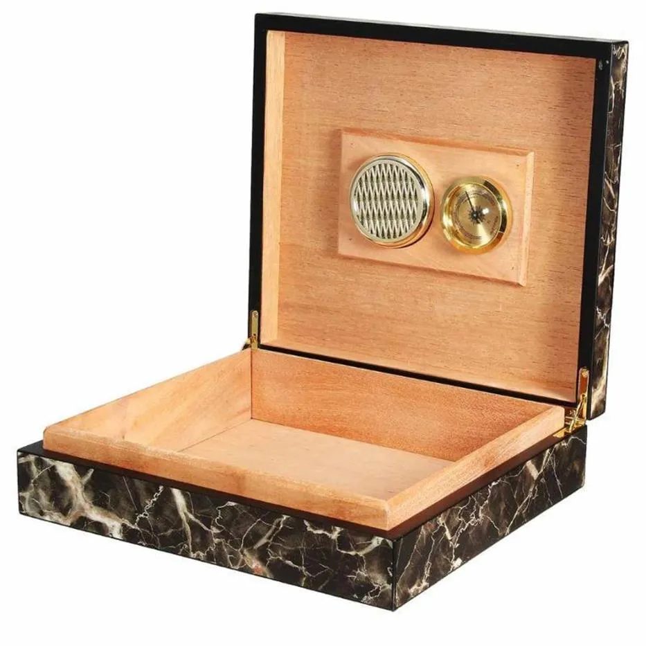 Caja de almacenamiento de madera de madera de cedro portátil con humidor humidificador accesorios de dispositivos hidratantes1297d