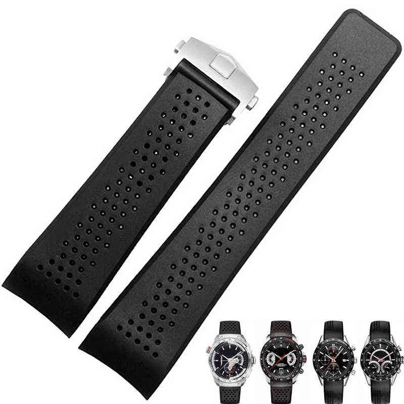 Bracelet For TAG HEUER GRAND CARRERA AQUARACER Soft Sile Wristband Men Strap Accessories Rubber Band Chain H220419