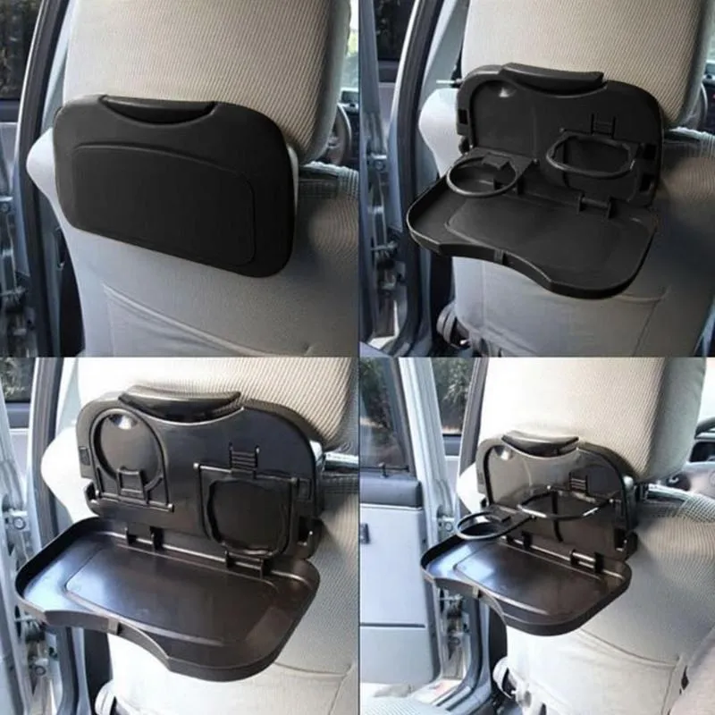 Interior Decorations Car Drink Holder Folding Cup Bracket For Food Auto Back Rear Seat Table Phone Storage Box Accessories