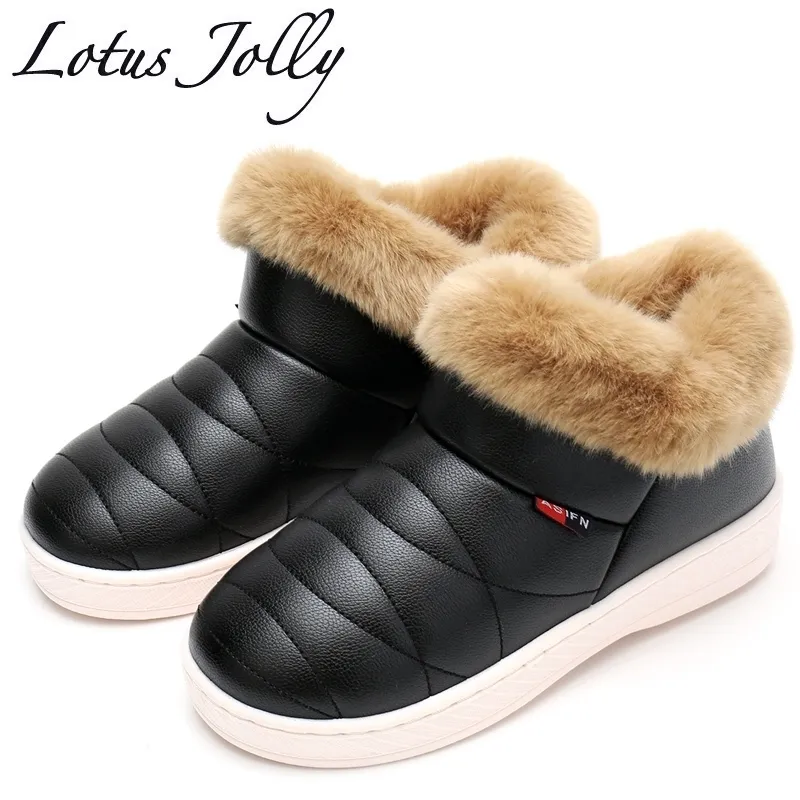 Women Snow Boots Winter Warm Fur Ankle Boots Couple Thick Soled Cotton Shoes Woman Flats Waterproof Slip on Botas Mujer Zapatos Y200115