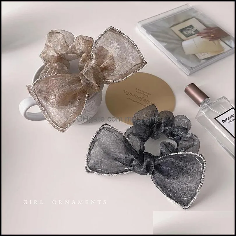 organza bow hair rope female ponytail head rope feeling simple temperament ball head large intestine ring rubber band