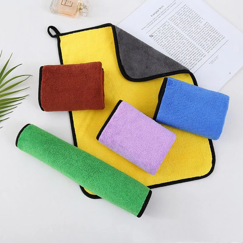 Household Microfiber Kitchen Towel Anti-Grease Non-stick Oil Wiping Rags Super Absorbent Car Cleaning Cloth Soft Washing Dish Towels 30*40CM/12*16INCH HY0166