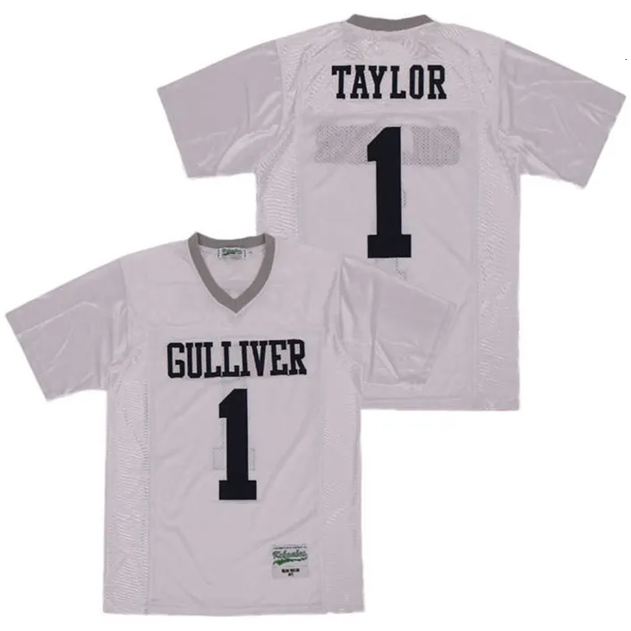 C202 Gulliver Preparatory Football 1 Sean Taylor High School Jersey Men All Stitched Team Away White Breattable Pure Cotton Top Quality