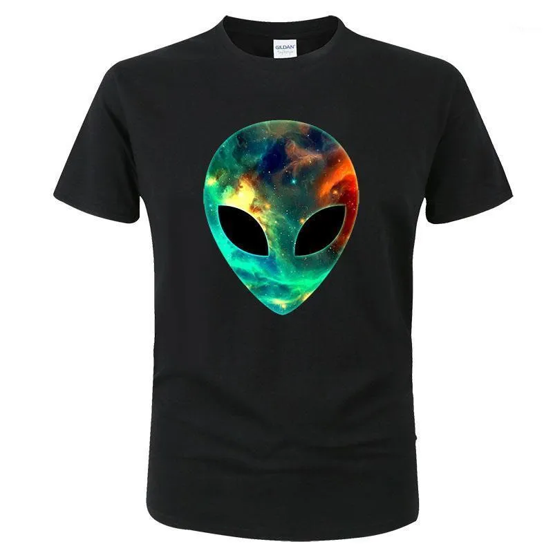 남성용 티셔츠 2022 힙합 하라주쿠 외계인 갤럭시 티셔츠 UFO 재미있는 T 셔츠 남성 여성 여름 패션 탑 코튼 티셔츠 쿨 티