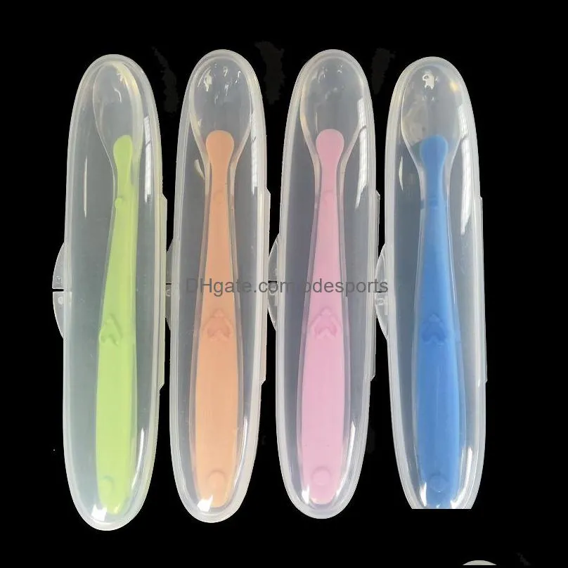 2/1pcs Children Toddler Storage boxes Food Grade Spoon Box Kids Storaging Case Holder for Baby Silicone Spoons Travel Transparent