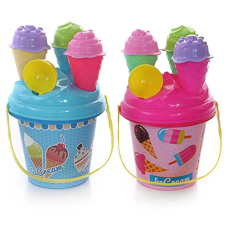 8Pcs Children Outdoor Beach Ice Cream Bucket Model Play Sand Sandpit Summer Beach play toys ABS Environmental Protect Material 220527