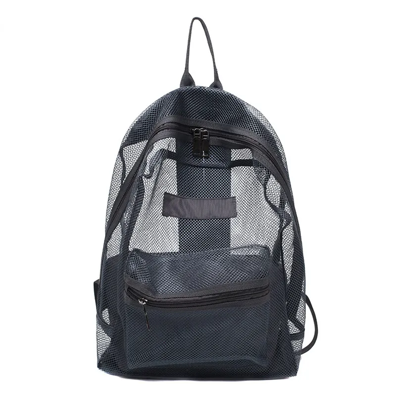 男の子と女の子用の透明なクリアバックパック軽量メッシュバックパックライトウェイトリュックサックトラベルブラックスクールバッグ