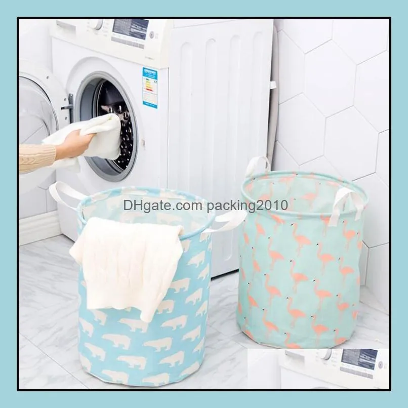 folding laundry basket flamingo printed home storage barrel standing toys clothing storages bucket laundrys organizer holder pouch