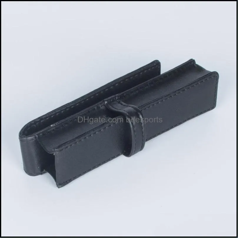 Handmade simple creative PU pencil case Signature pen stationery protection pen holder Business Black Pen bag Suit 16X3.2cm