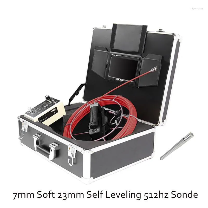 Caméras Câble souple 7 mm Système de caméra d'inspection d'égout de tuyau de 23 mm Sonde 512 Hz Équilibre auto-nivelant Endoscope vidéo Endoscope