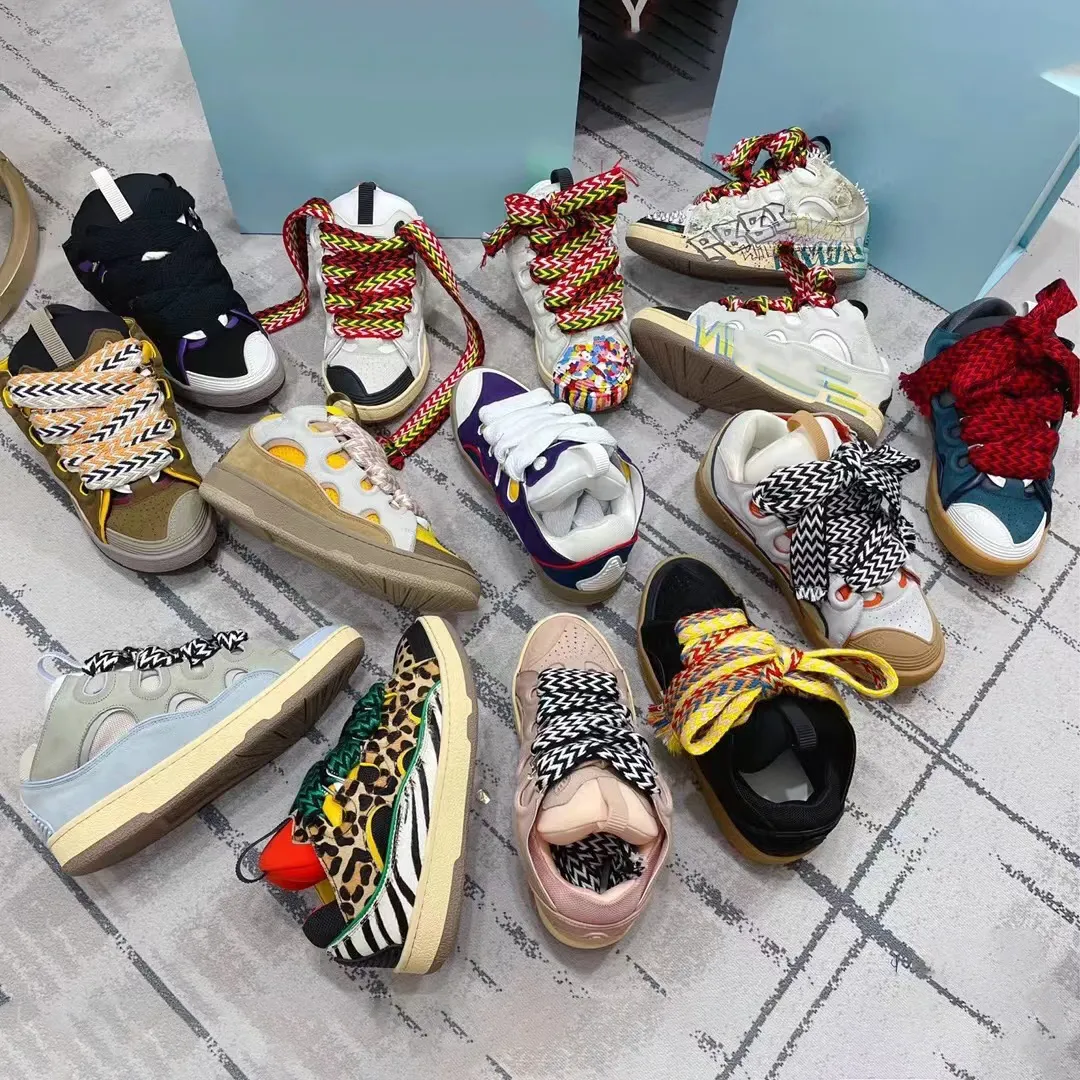 Sneaker marciapiedi in rilievo in gamba nappa in gomma nappa scarpe classiche di lussuoso marciapiede in pelle sneaker in pelle intrecciata intrecciata multicolore dimensione 35-46