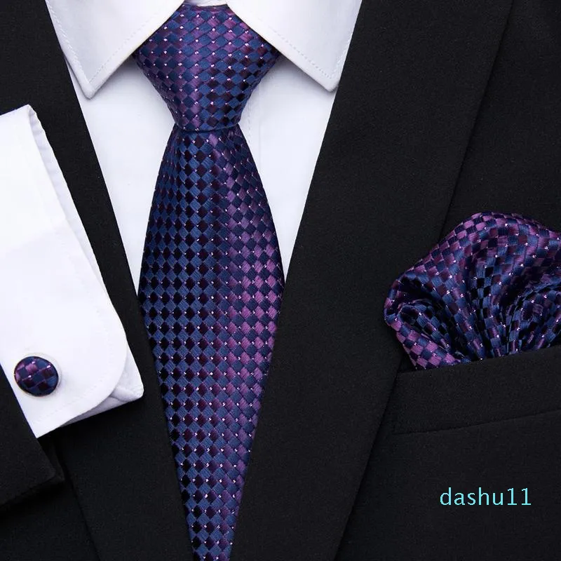 Bow Ties Factory Sale Fashion Holiday Silk Necktie Set Tie Pocket Squares Cufflink Wedding Accessories Man Gravatas Fit WorkplaceBow